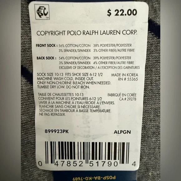 Polo by Ralph Lauren Black Socks with Polo Player Design - Picture 5 of 5